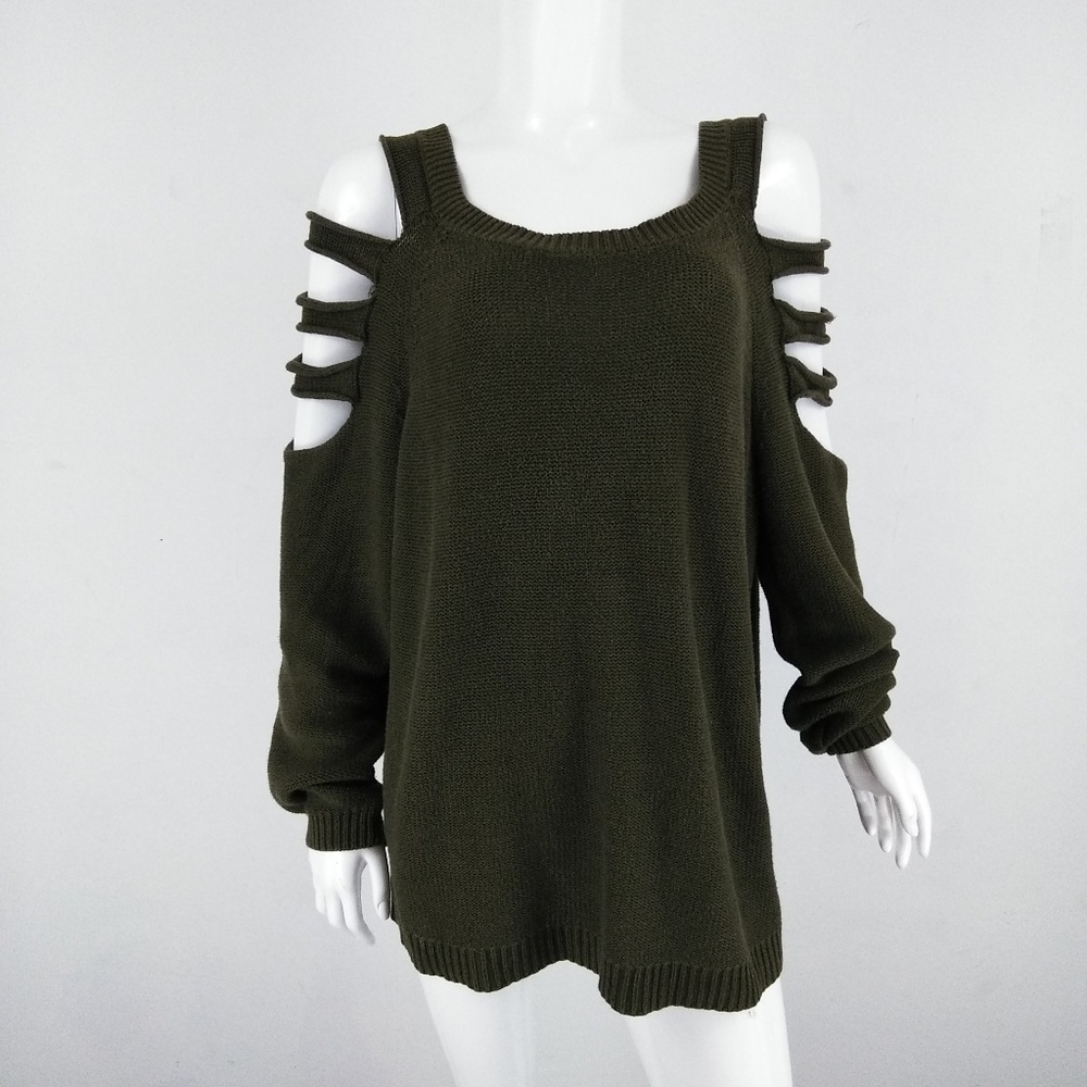 Cold Shoulder Knit Sweter - 3X